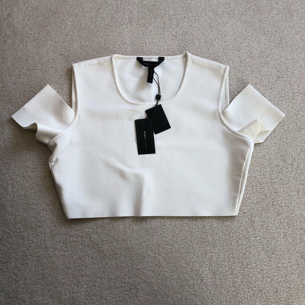 BCBG cold shoulder crop top